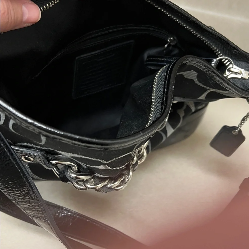 Coach Black and Silver Chain Shoulder Bag - Picture 5 of 6